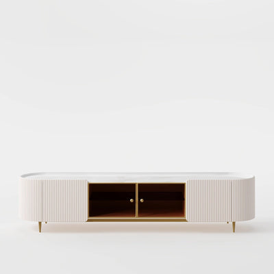 Ember Oval Wood & Glass TV Stand — 200cm