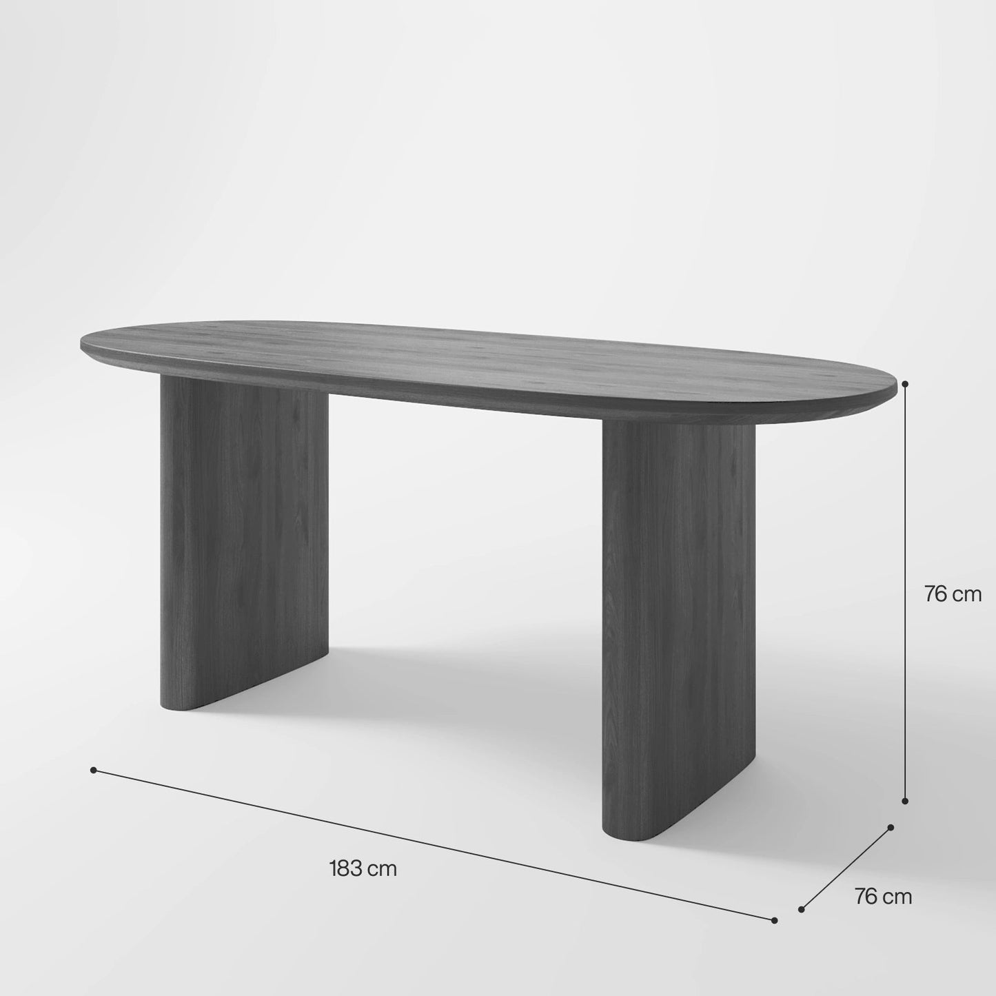 Architectural Elliptical Dining Table with Bold Monolithic Supports