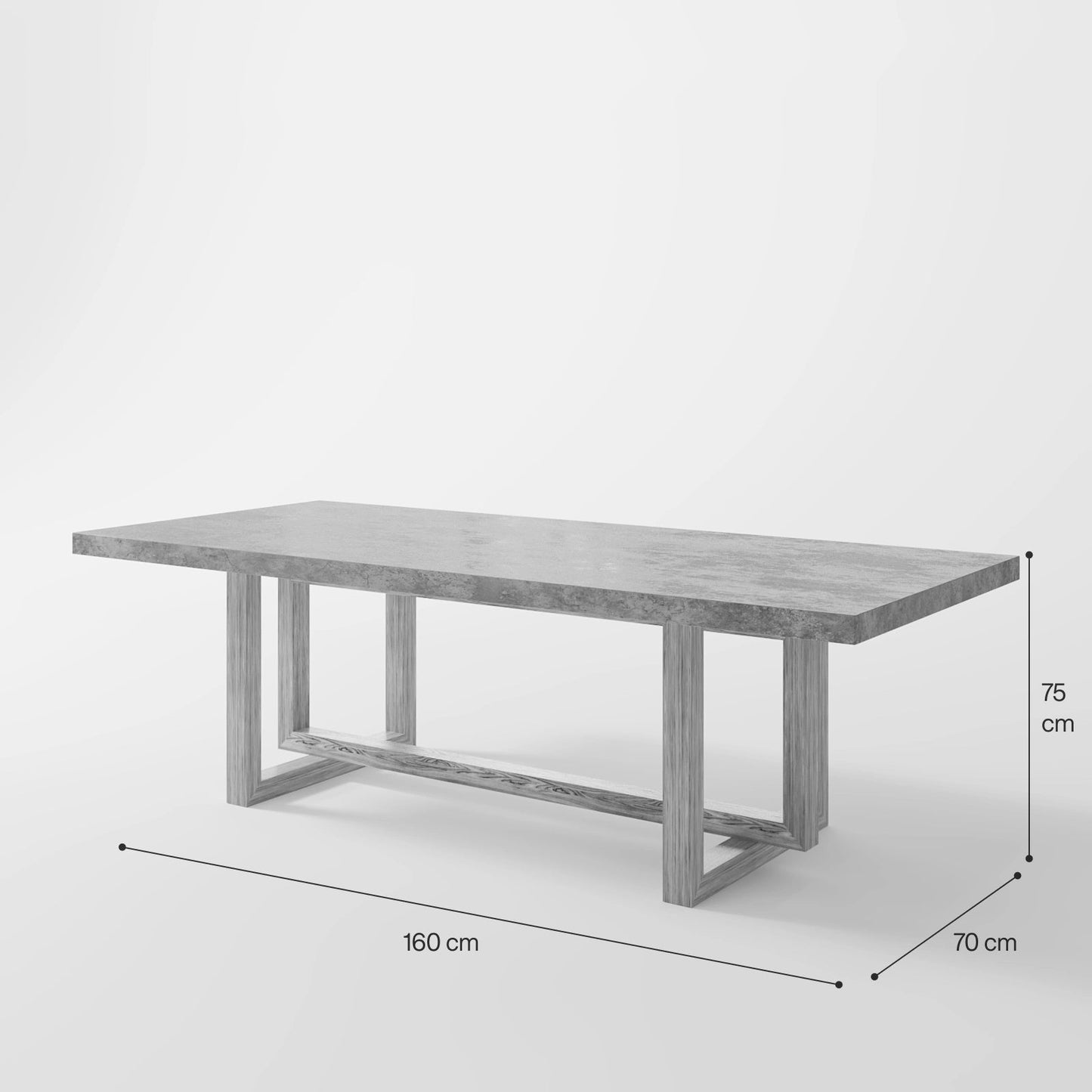 The Strata Table: Modern Minimalist Dining Table in Grey Stone and Oak