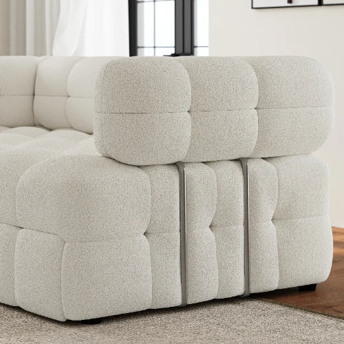 Luxe Ivory Padded-Perimeter Sofa Bed