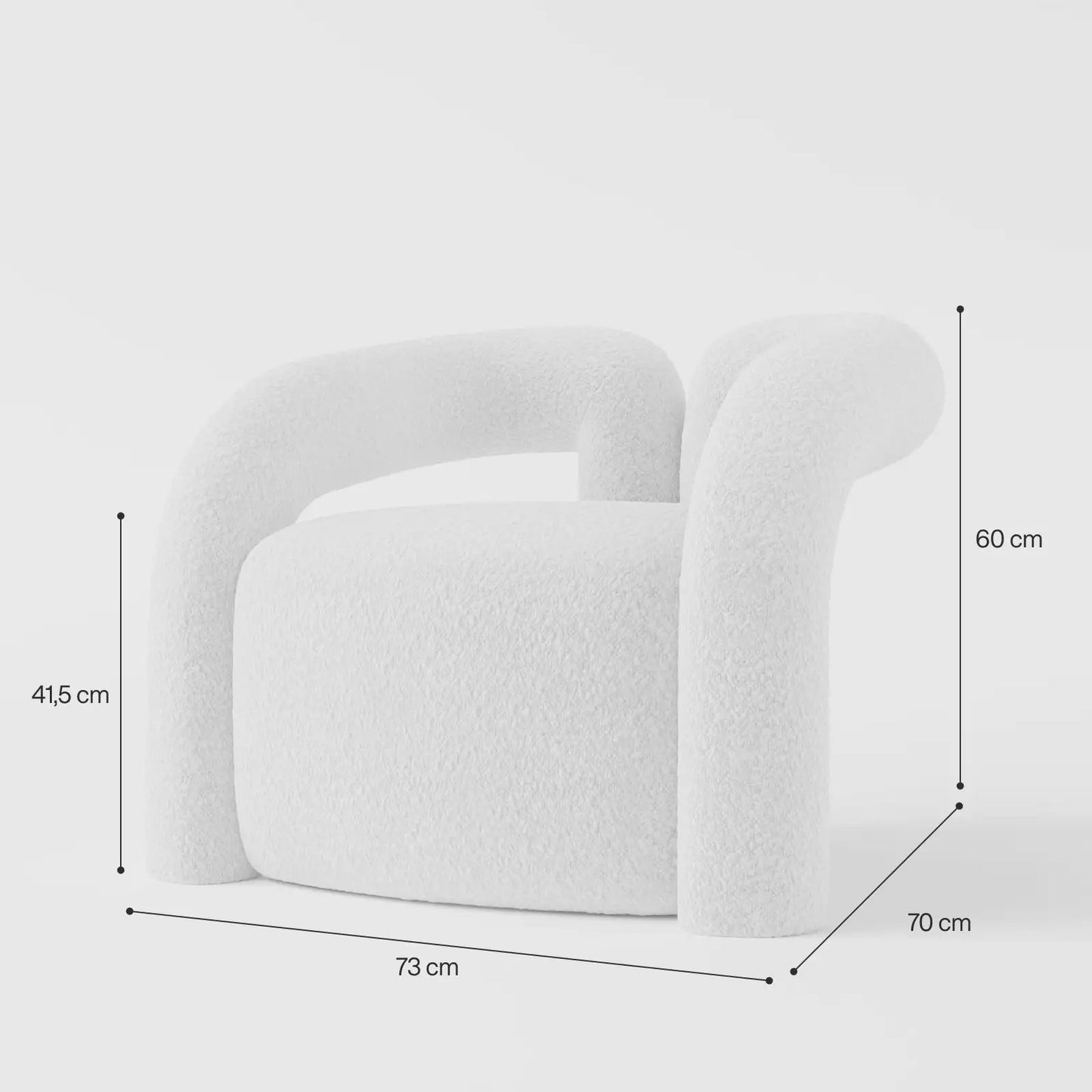 Contemporary White Bouclé Armchair with Architectural Dual-Arched Frame