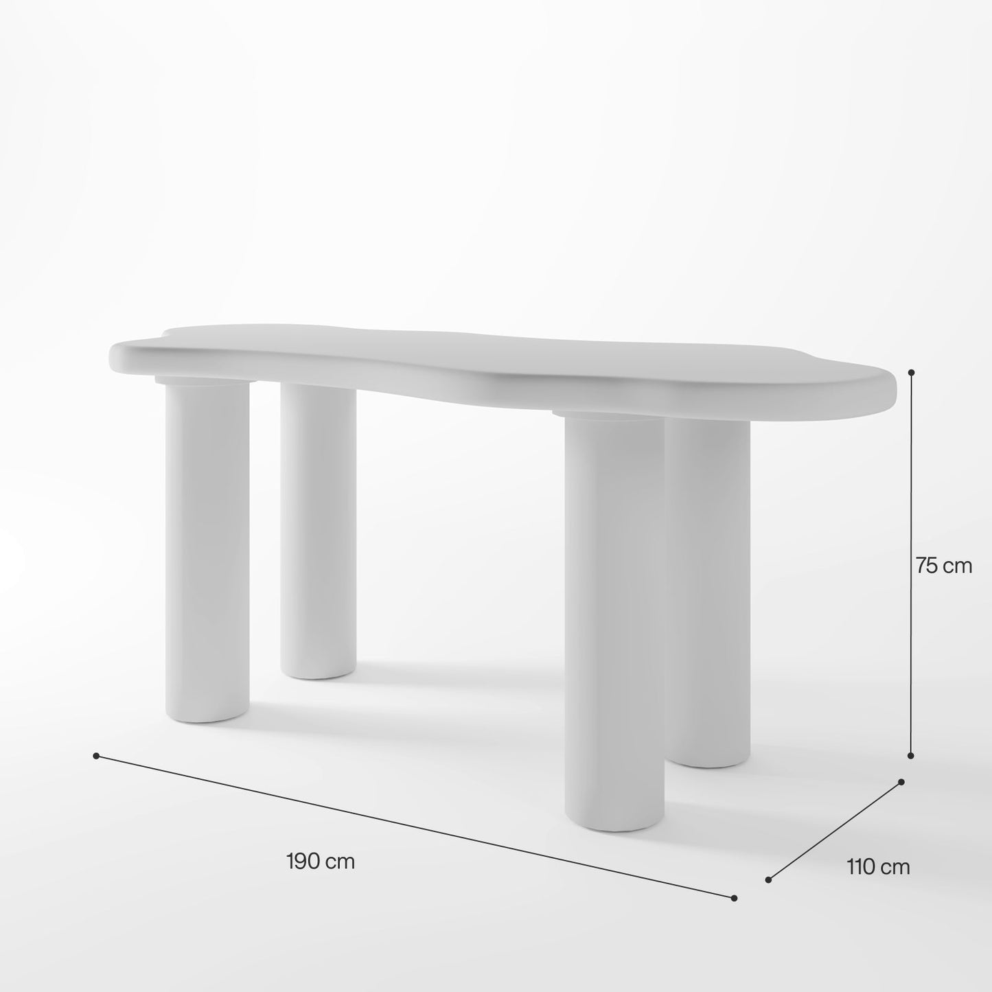 The Cloud Table: Modern Sculptural Dining Piece in Matte Off-White