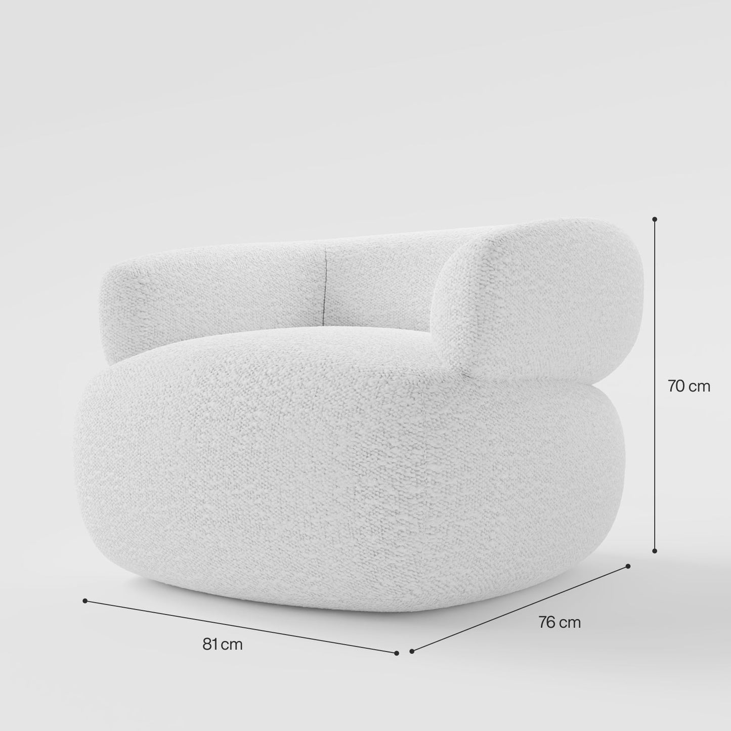 Modern Low-Profile Bouclé Accent Chair with Seamless Curved Design