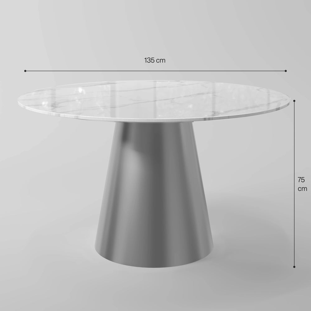 The Verona Marble Table: Modern Sculptural Centerpiece with Tapered Cross-Legs