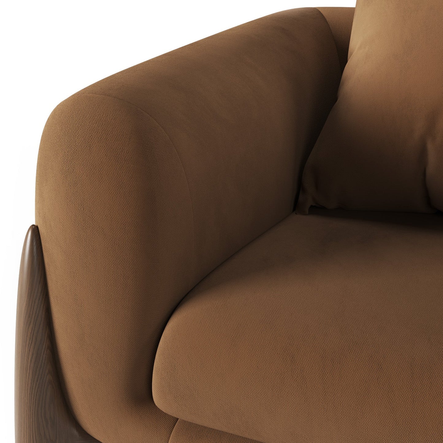 Architectural White Bouclé Accent Chair with Solid Wood Sled Frame