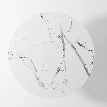 Contemporary Marble Dining Table with Natural Fluted Pedestal Base