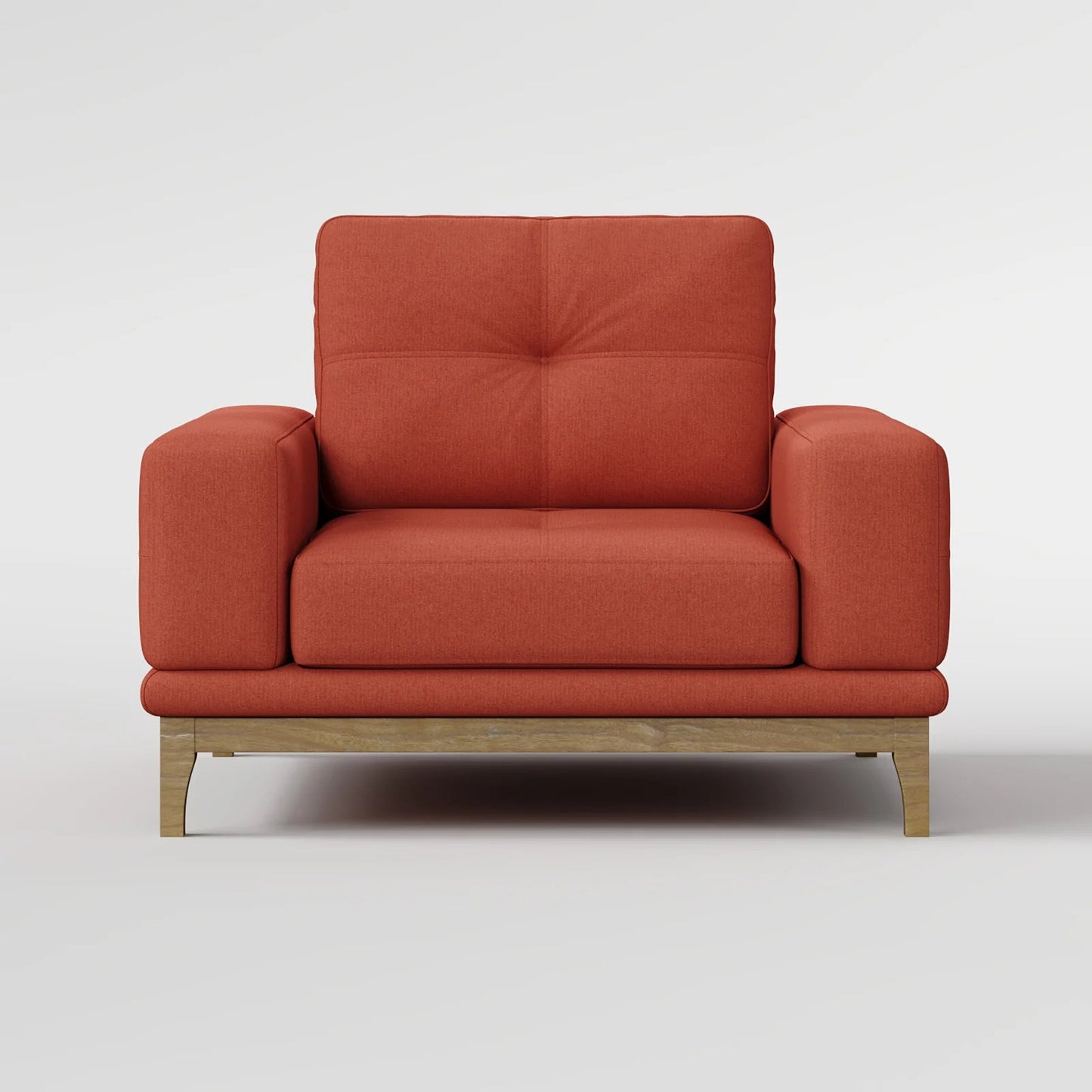 Contemporary Low-Profile Club Chair with Sculptural Wood Frame