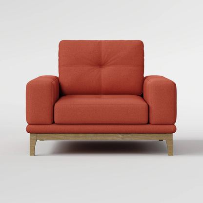 Contemporary Low-Profile Club Chair with Sculptural Wood Frame