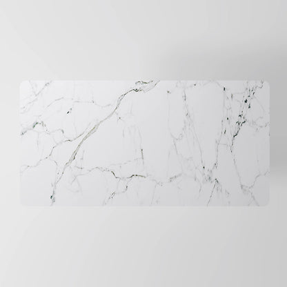 The Columnar Dining Table: Minimalist All-White Monolithic Piece in Marble