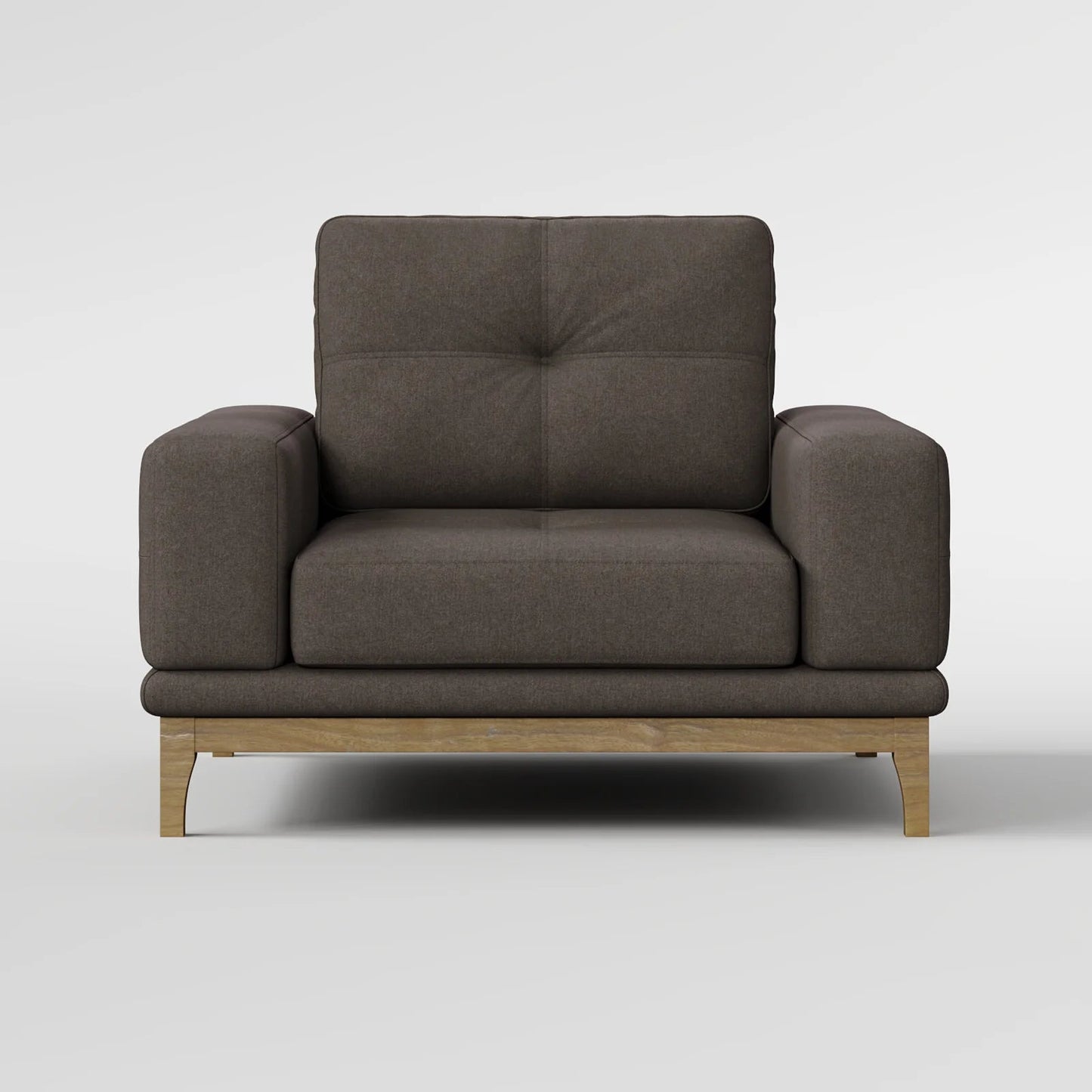 Contemporary Low-Profile Club Chair with Sculptural Wood Frame