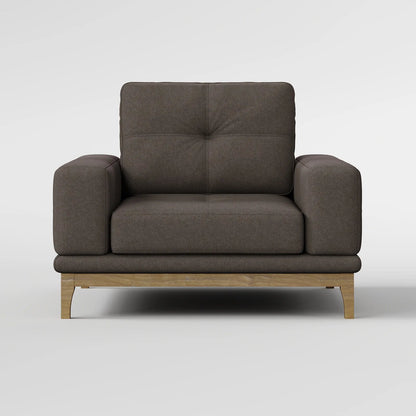 Contemporary Low-Profile Club Chair with Sculptural Wood Frame