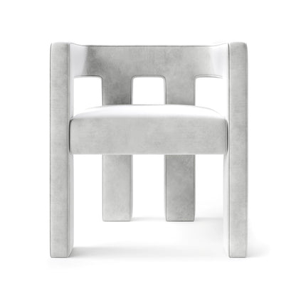 Modern Linear Accent Chair with Sculptural Pillar Frame