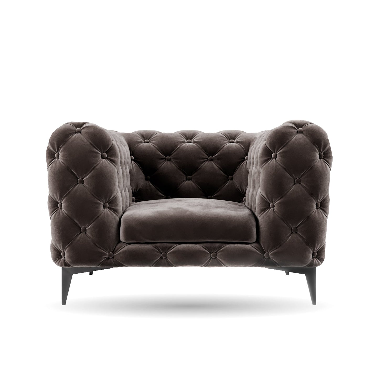 Luxury Black Velvet Chesterfield Armchair with Button-Tufting
