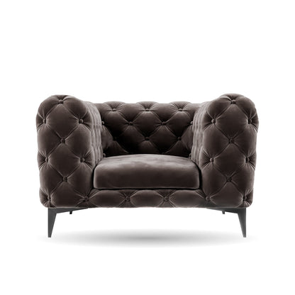 Luxury Black Velvet Chesterfield Armchair with Button-Tufting
