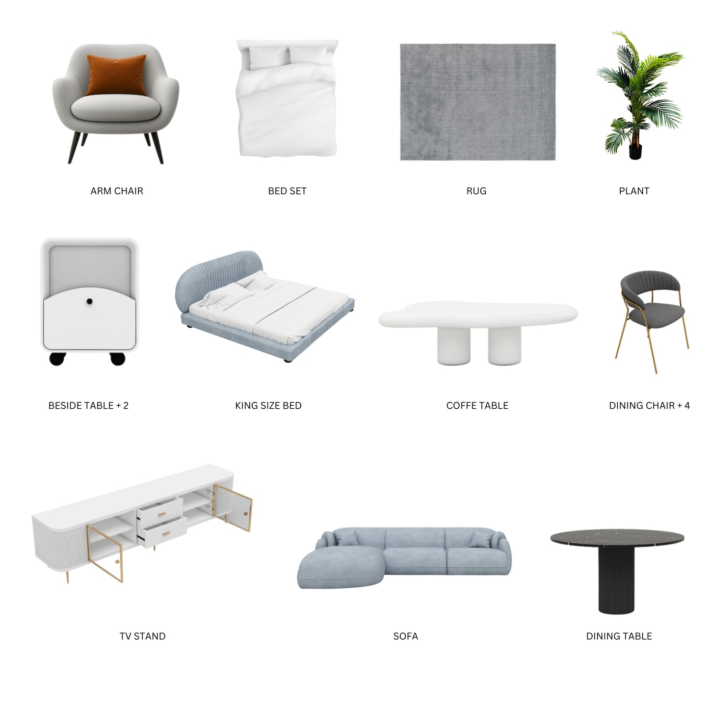 Blue/1Bedroom/20Items