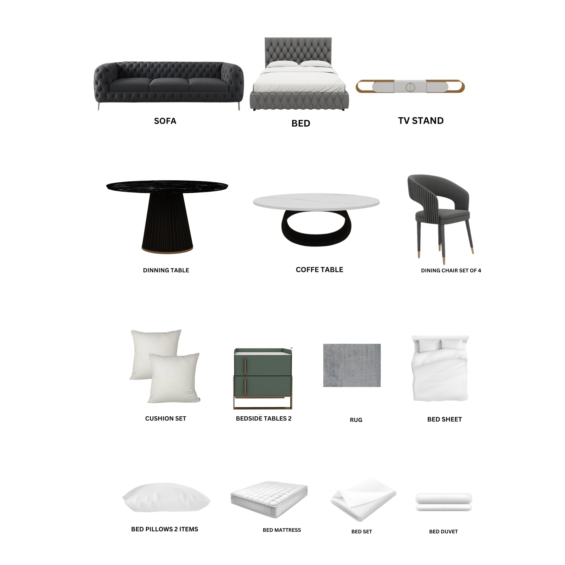 Gray/1-Bedroom20Items