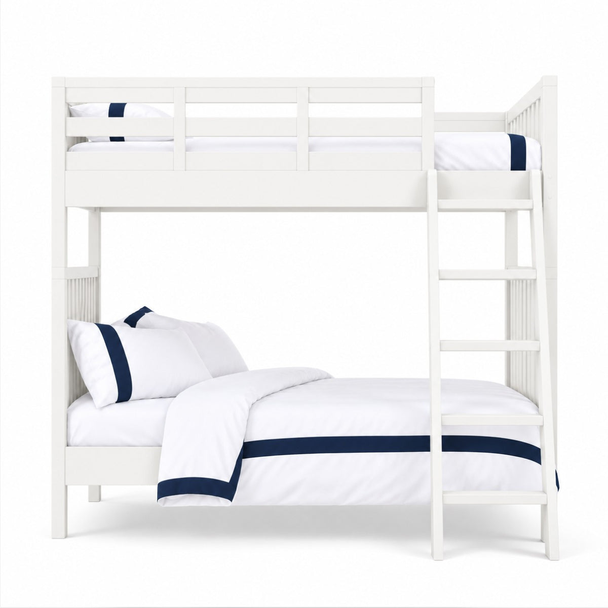 Juno twin bunk bed in white, 90 x 200cm, with side ladder