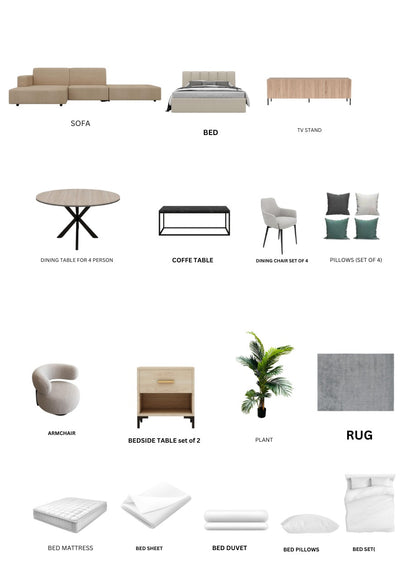 Beige/1-Bedroom/20Items