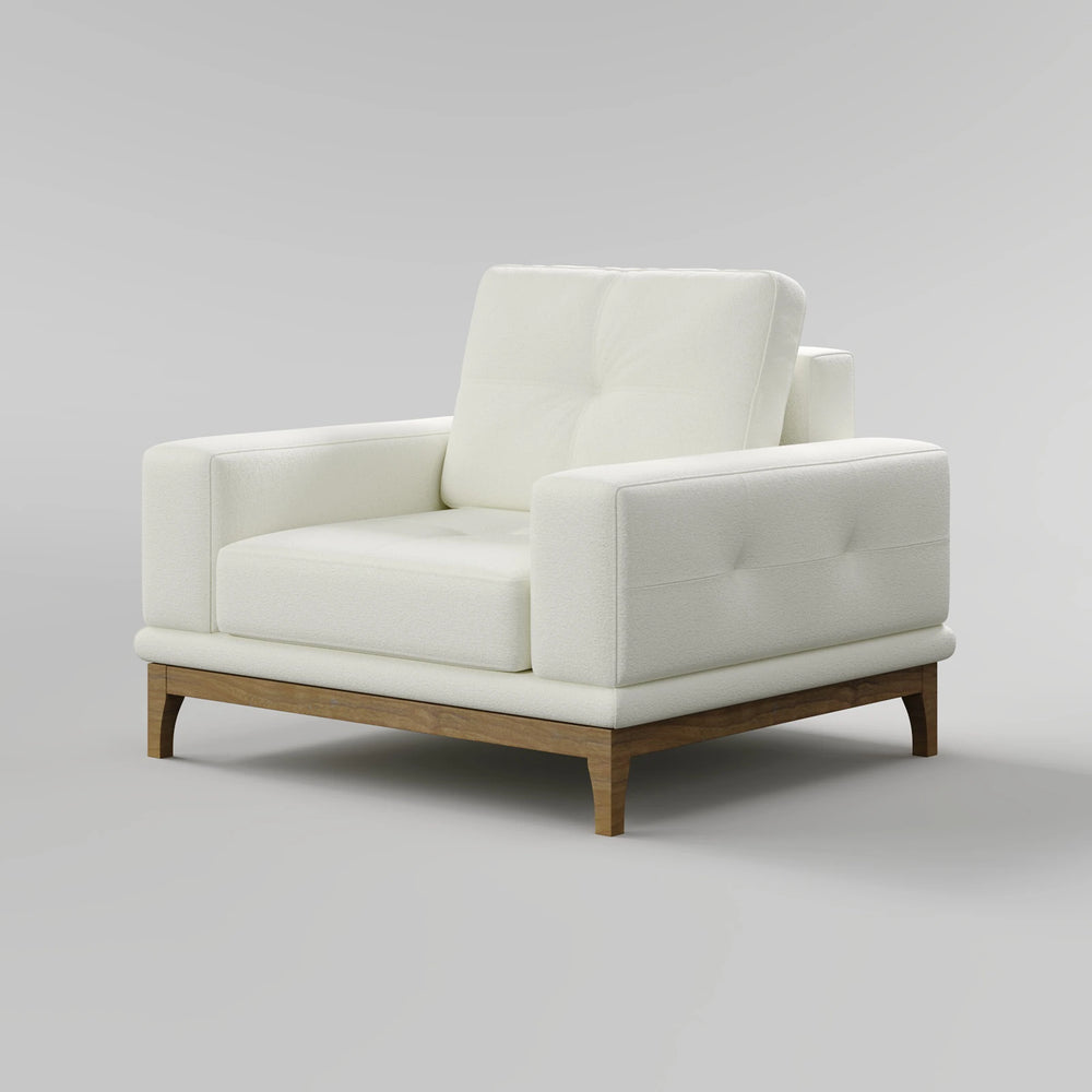 Contemporary Low-Profile Club Chair with Sculptural Wood Frame