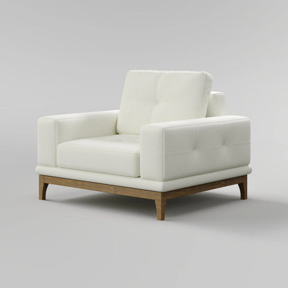 Contemporary Low-Profile Club Chair with Sculptural Wood Frame
