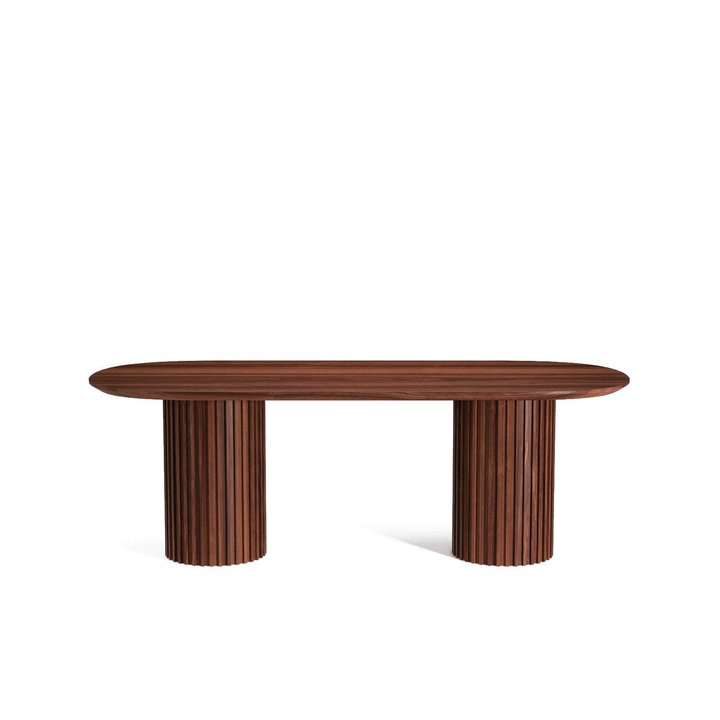 The Augustus Oval Table: Modern Architectural Centerpiece in Fluted Oak