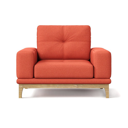 Contemporary Low-Profile Club Chair with Sculptural Wood Frame