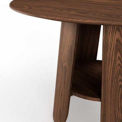 Contemporary Round Natural Oak Dining Table with Fluted Pedestal Base