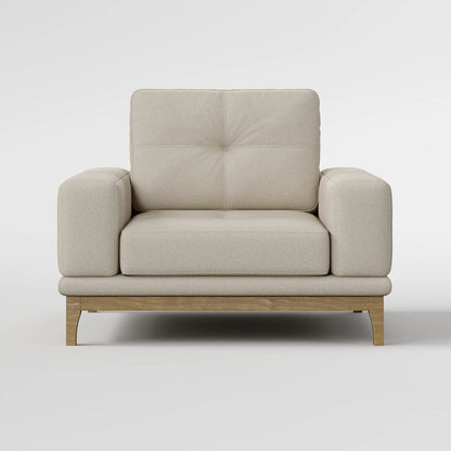 Contemporary Low-Profile Club Chair with Sculptural Wood Frame