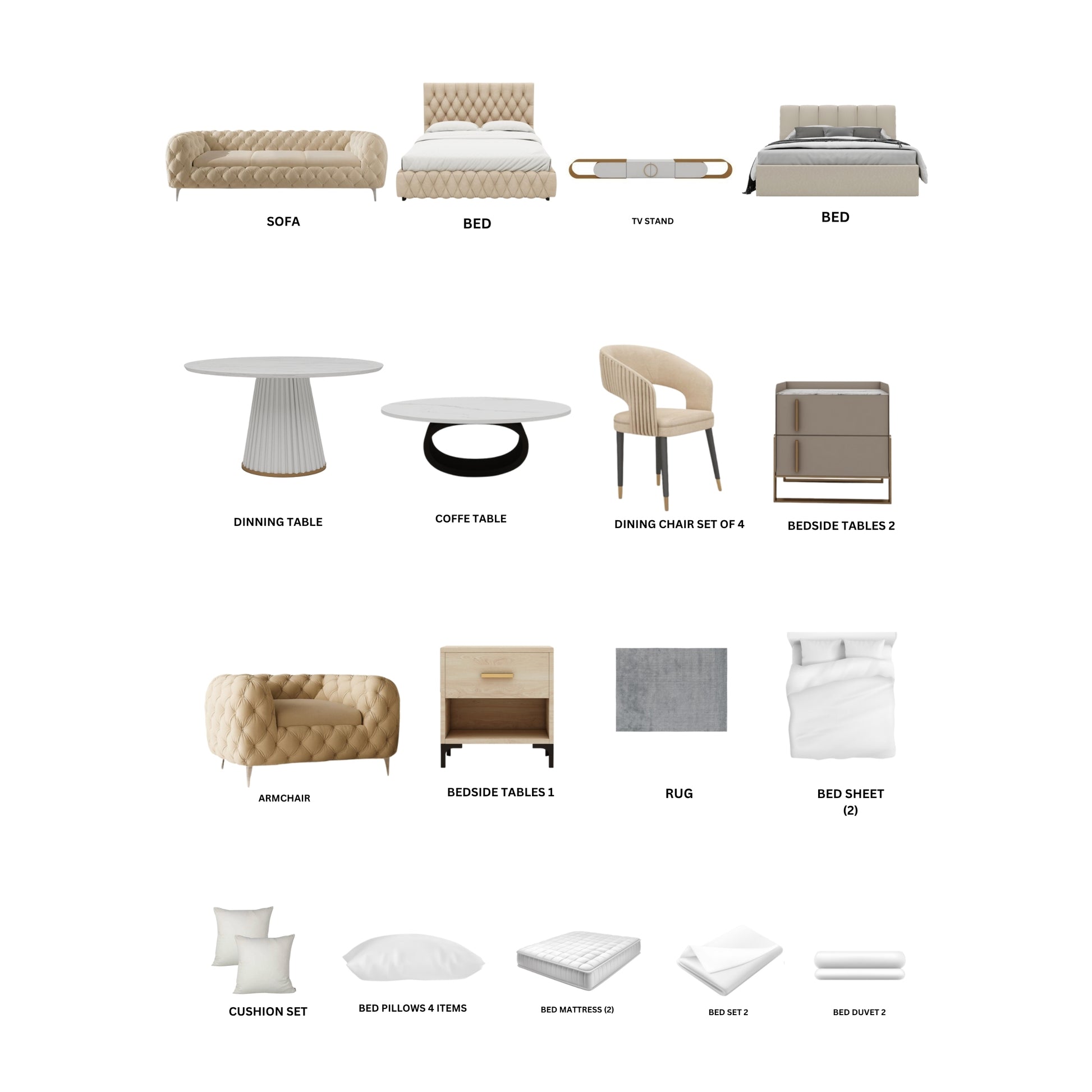 Beige/2-Bedroom29Items