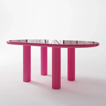 Contemporary Walnut Dining Table with Oversized Pillar Legs