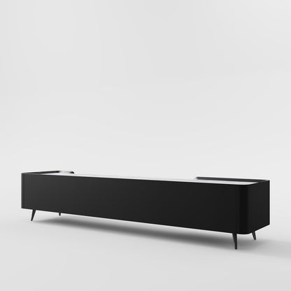 White Slatted Console with Black X-Base