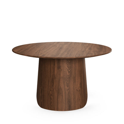 Contemporary Round Natural Oak Dining Table with Fluted Pedestal Base