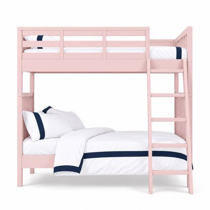 Juno twin bunk bed in soft pink, 90 x 200cm, with side ladder