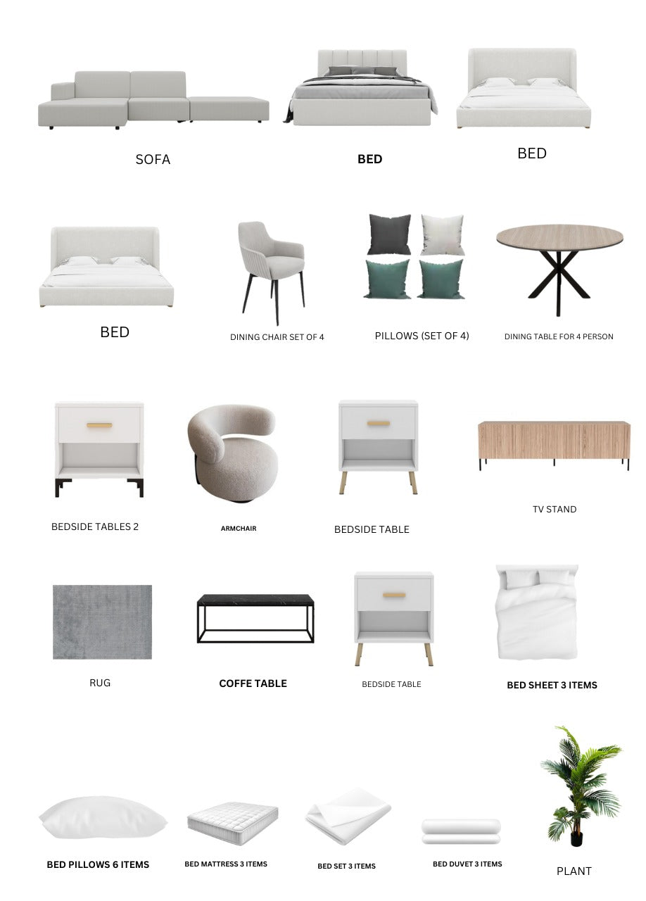 White/3-Bedroom/36Items