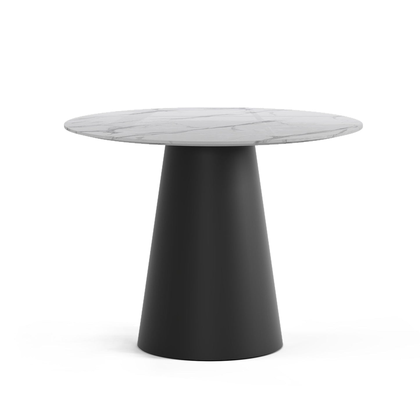 The Verona Marble Table: Modern Sculptural Centerpiece with Tapered Cross-Legs