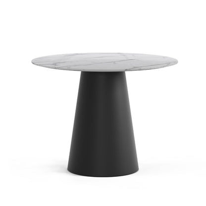 The Verona Marble Table: Modern Sculptural Centerpiece with Tapered Cross-Legs