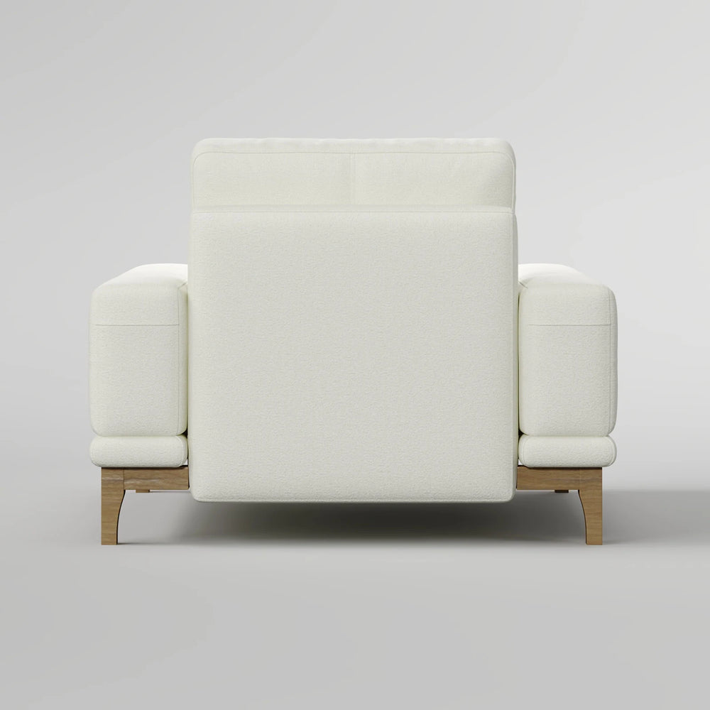 Contemporary Low-Profile Club Chair with Sculptural Wood Frame