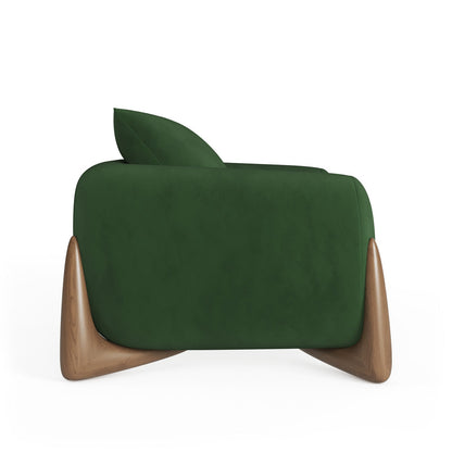 Architectural White Bouclé Accent Chair with Solid Wood Sled Frame