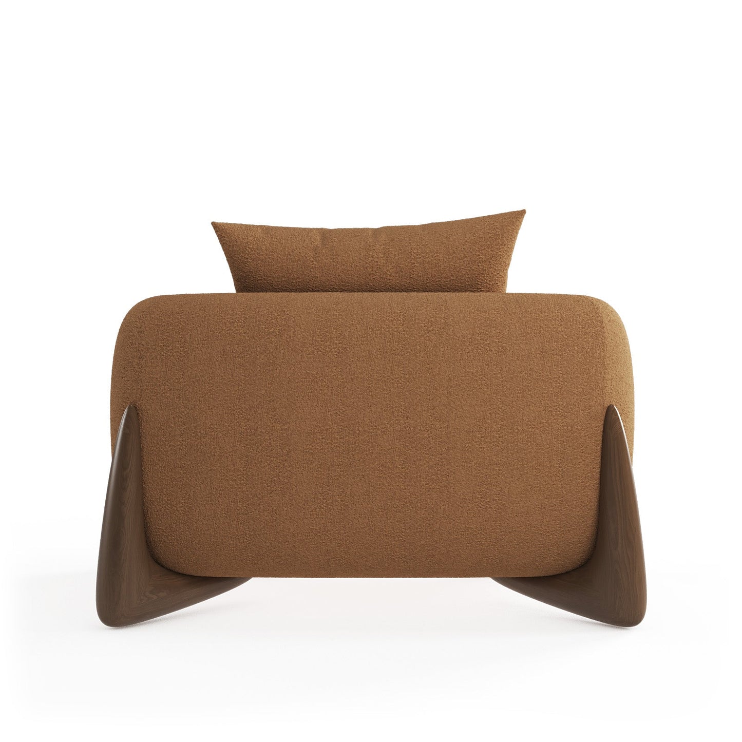 Architectural White Bouclé Accent Chair with Solid Wood Sled Frame