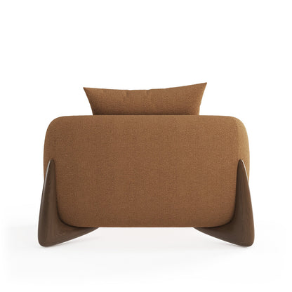 Architectural White Bouclé Accent Chair with Solid Wood Sled Frame