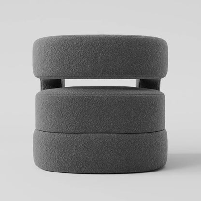 Contemporary Charcoal Bouclé Armchair with Monolithic C-Frame