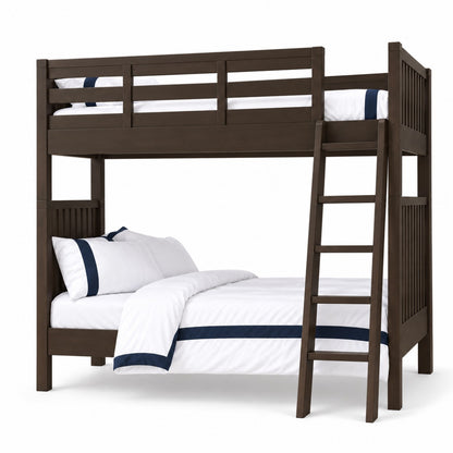 Juno twin bunk bed in espresso dark brown, 90 x 200cm, with side ladder