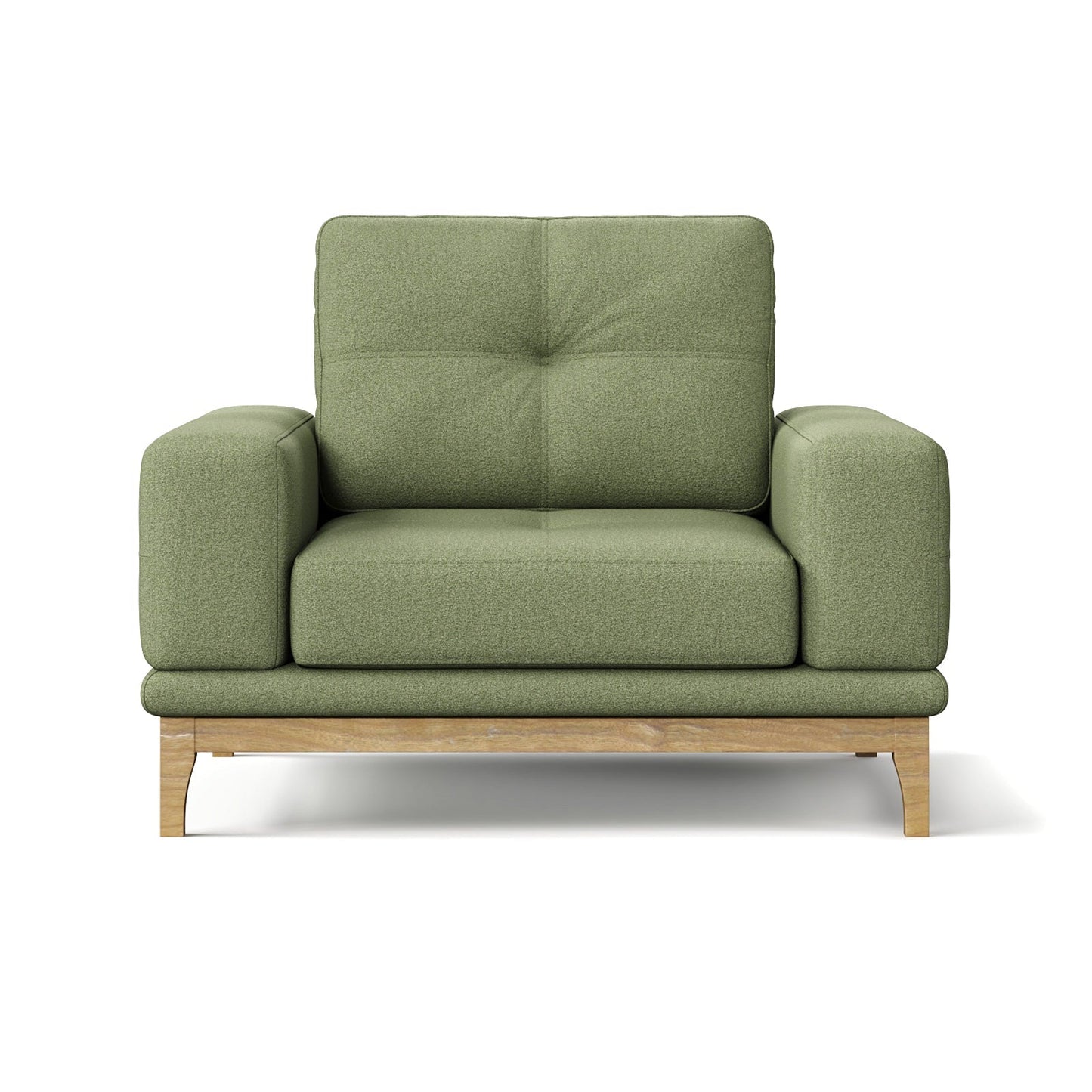 Contemporary Low-Profile Club Chair with Sculptural Wood Frame