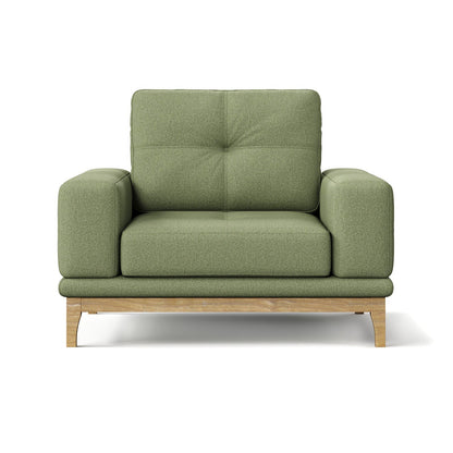 Contemporary Low-Profile Club Chair with Sculptural Wood Frame