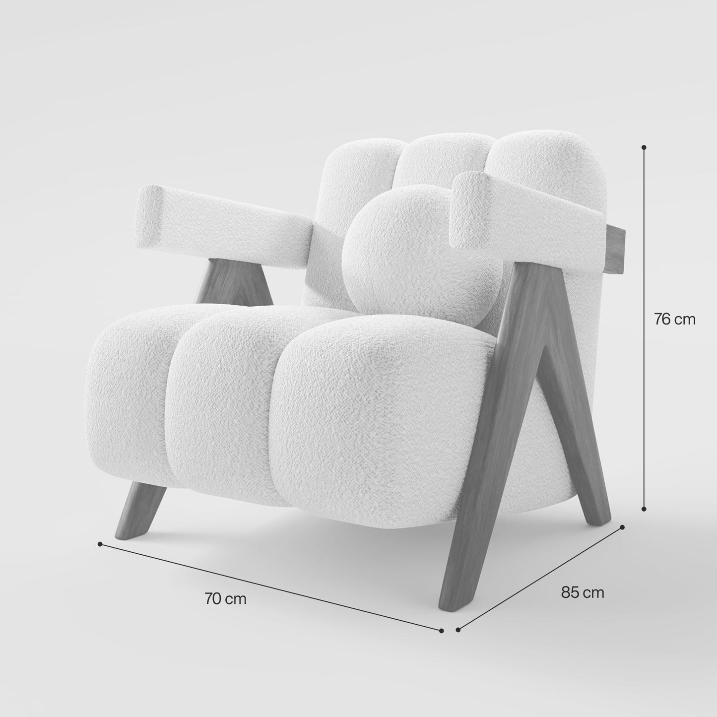 Sculptural Three-Panel Accent Chair with Tapered Walnut Legs