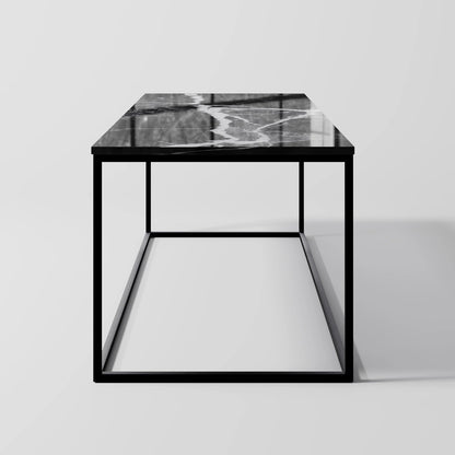 Contemporary Rectangular Black Marble Coffee Table