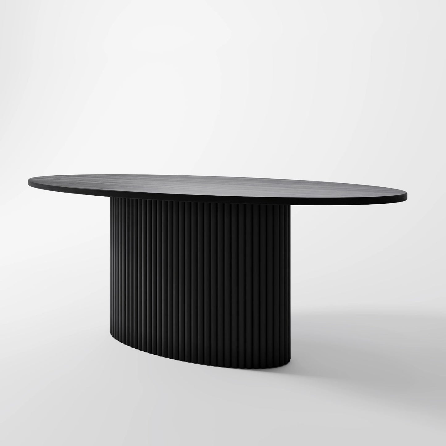 Minimalist Grand Pedestal Table with Bold Vertical Fluted Texture