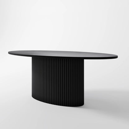 Minimalist Grand Pedestal Table with Bold Vertical Fluted Texture