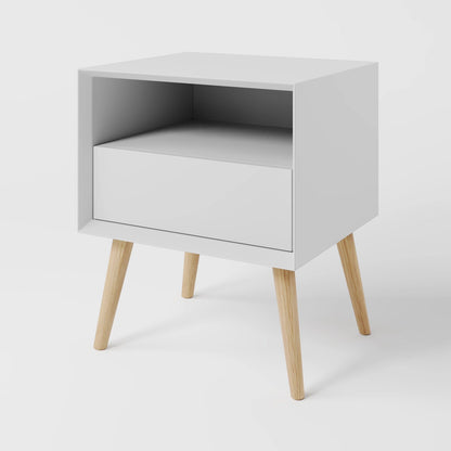 Arctic Minimalist Wood Bedside Table