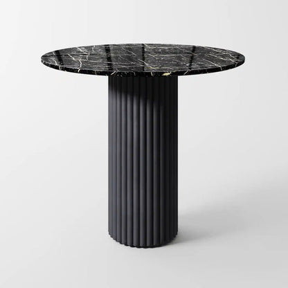 The Noir Ribbed Marble Table: Modern Sculptural Centerpiece with Vertical Texturing